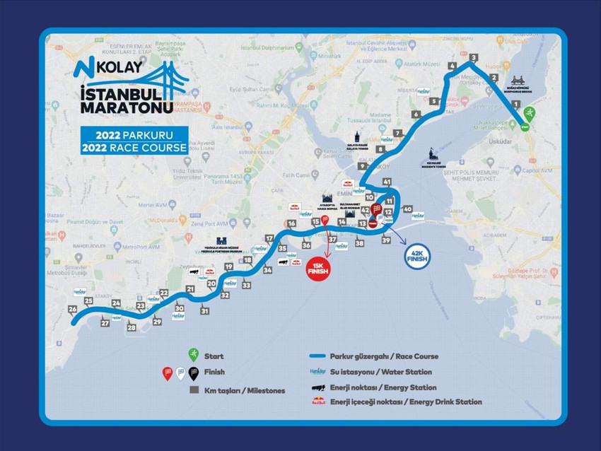 İstanbul'da pazar günü düzenlenecek 45. İstanbul Maratonu dolayısıyla araç trafiğine kapatılacak yollar ve alternatif güzergahlar açıklandı
