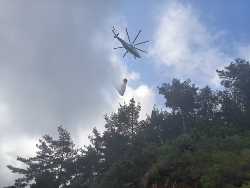 Hatay'ın Arsuz ilçesinde ormanlık alanda yangın çıktı. Yangın, havadan ve karadan müdahaleyle kontrol altına alındı.