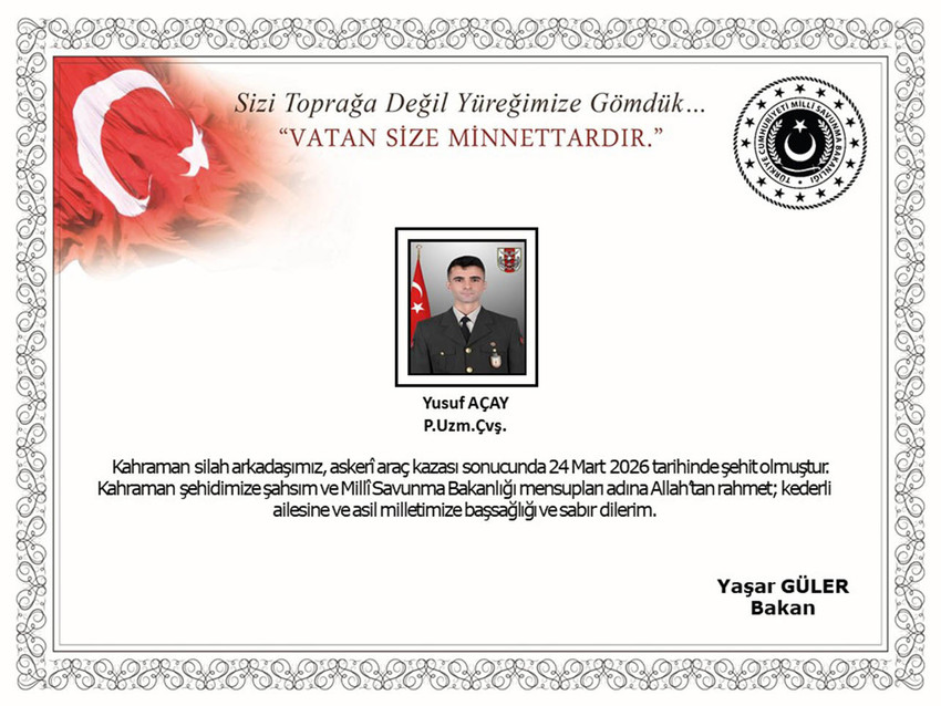 Milli Savunma Bakanlığı, Ağrı'da meydana gelen askeri ara&ccedil; kazasında bir askerin şehit olduğunu duyurdu.