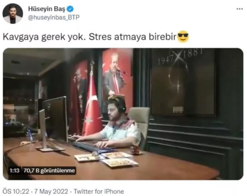 Büyük Türkiye Partisi lideri Hüseyin Baş ofisinde oyun oynadı - Resim : 1