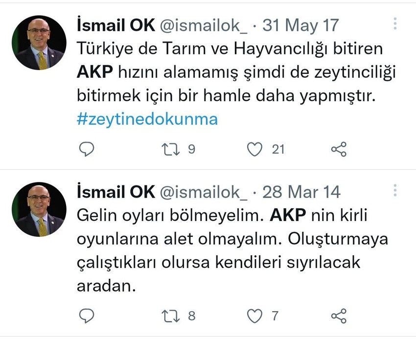 AK Parti'ye katılan İsmail Ok ''Erdoğan'' paylaşımlarını sildi - Resim : 3