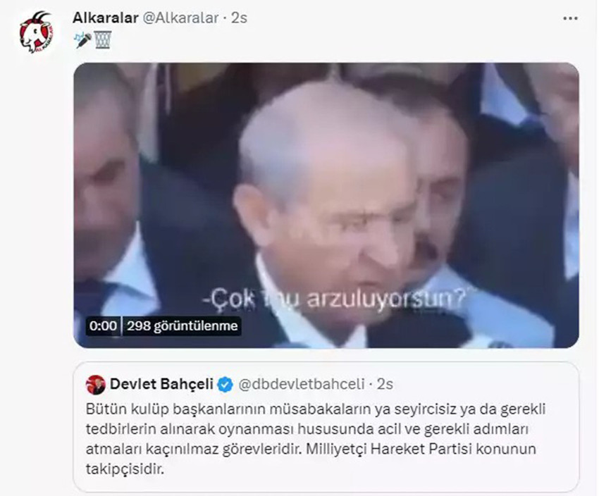 Gençlerbirliği taraftarından Bahçeli'ye tepki