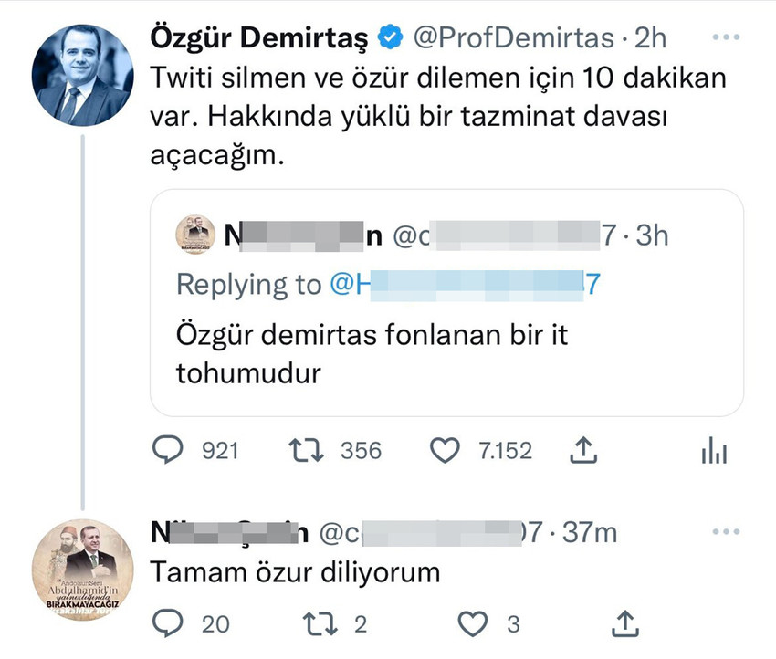 Prof. Dr. Özgür Demirtaş'a çok ağır hakaret!