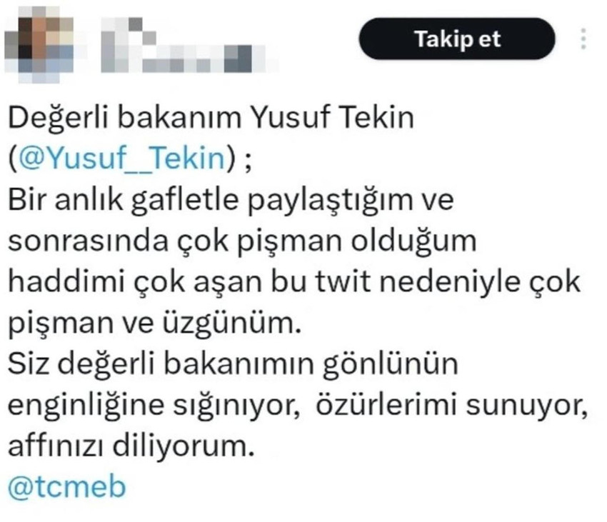 Milli Eğitim Bakanı Yusuf Tekin ile sosyal medyadan kendisi için "istediği kadar anırsın" diye bir öğretmen arasındaki mesajlaşma gündem oldu.