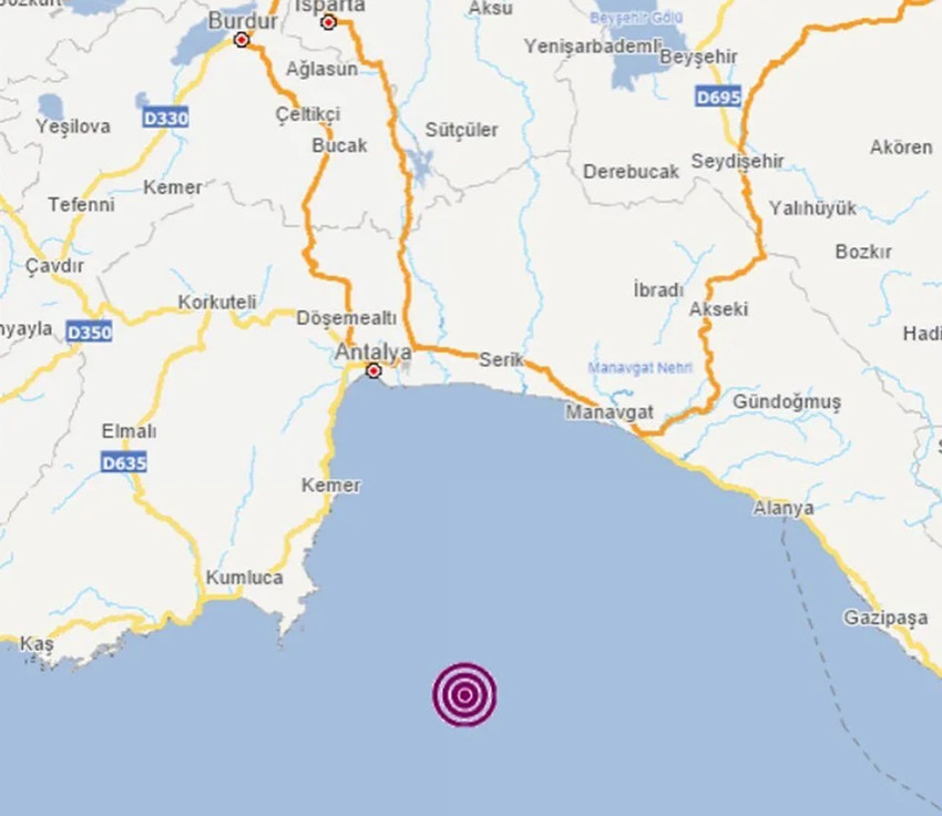 Antalya'da 4.2 büyüklüğünde deprem - Resim : 1