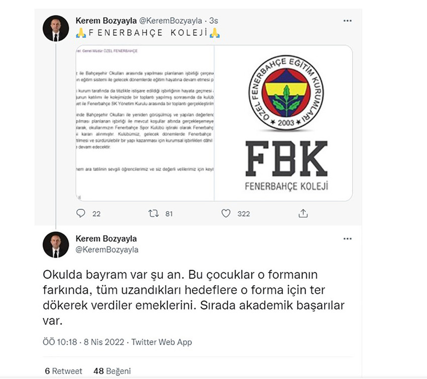Fenerbahçe camiası isyan etmişti: Fenerbahçe Koleji, Bahçeşehir Koleji iş birliği durduruldu - Resim : 1