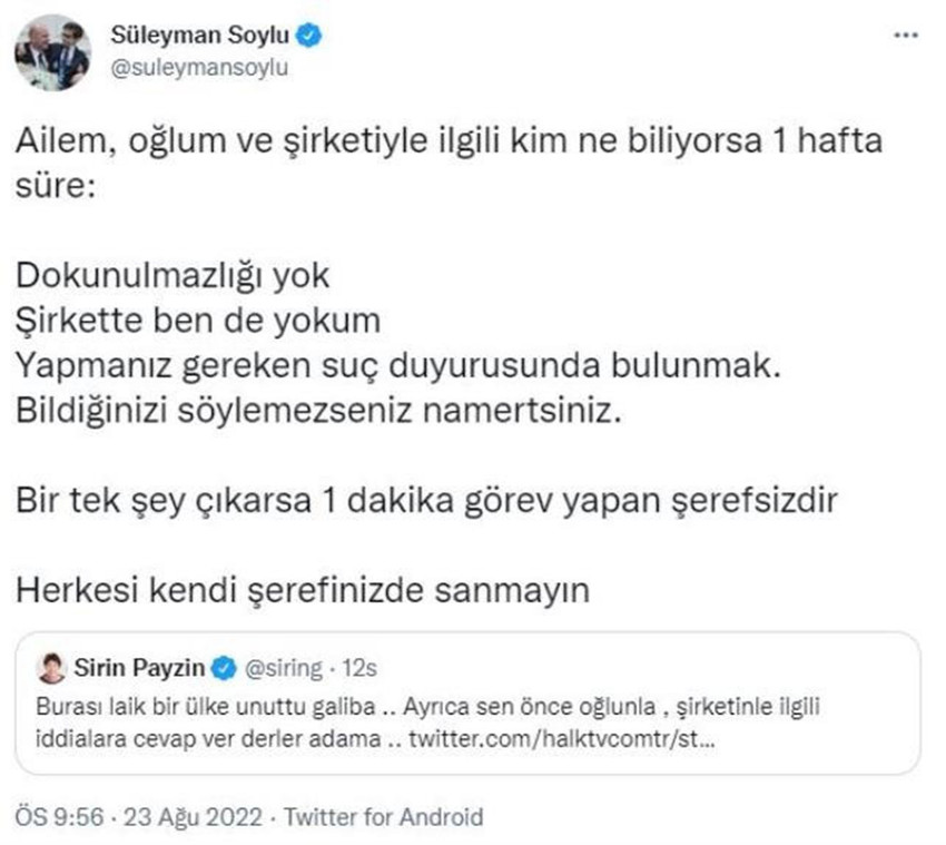 Bakan Soylu'dan Şirin Payzın'a: ''Bildiğinizi söylemezseniz namertsiniz'' - Resim : 2