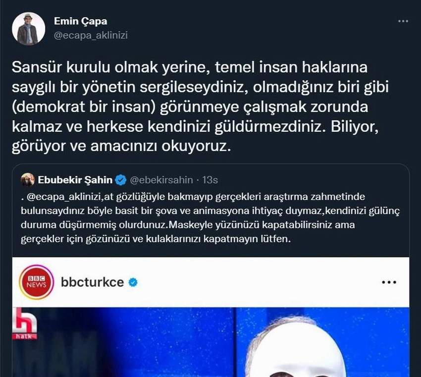 RTÜK Başkanı Şahin ve ''maskeli'' Emin Çapa birbirine girdi