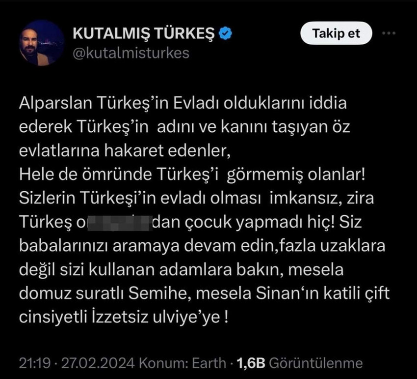 MHP'nin kurucusu Alparslan Türkeş'in oğlu Kutalmış Türkeş, MHP yönetimini çok sert ifadelerle eleştirdi.