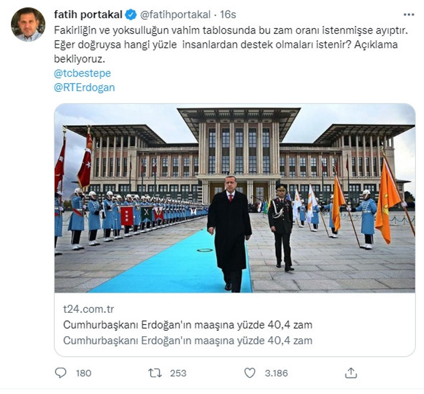 Fatih Portakal, Erdoğan'ın yeni maaşını duyunca isyan etti: ''Ayıptır'' - Resim : 1