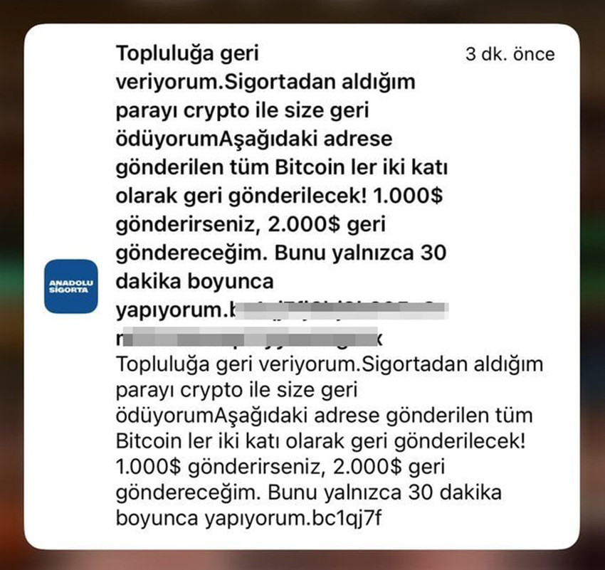 Anadolu Sigorta'nın uygulaması üzerinden kullanıcılara küfür mesajları gittiği bildirildi. Pek çok kullanıcı, sosyal medyada kendilerine gelen mesajları paylaştı.