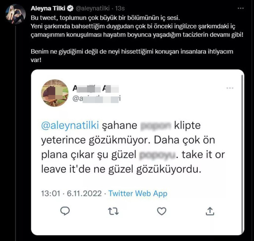 Aleyna Tilki sosyal medyadan tacizi böyle ifşa etti