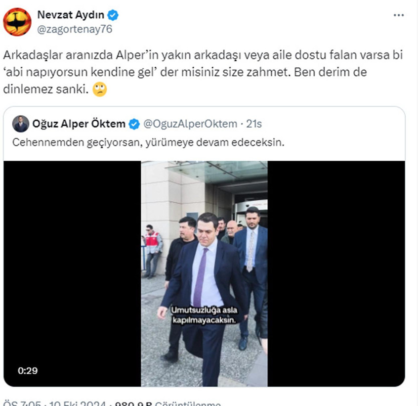 Yemek Sepeti'nin eski CEO'su Nevzat Aydın ile Martı CEO'su Oğuz Alper Öktem sosyal medyada kavgaya tutuştu. Nevzat Aydın'ın ''Maymunluğun ve rol yapmanın da sınırı var'' sözleri dikkat çekti. 