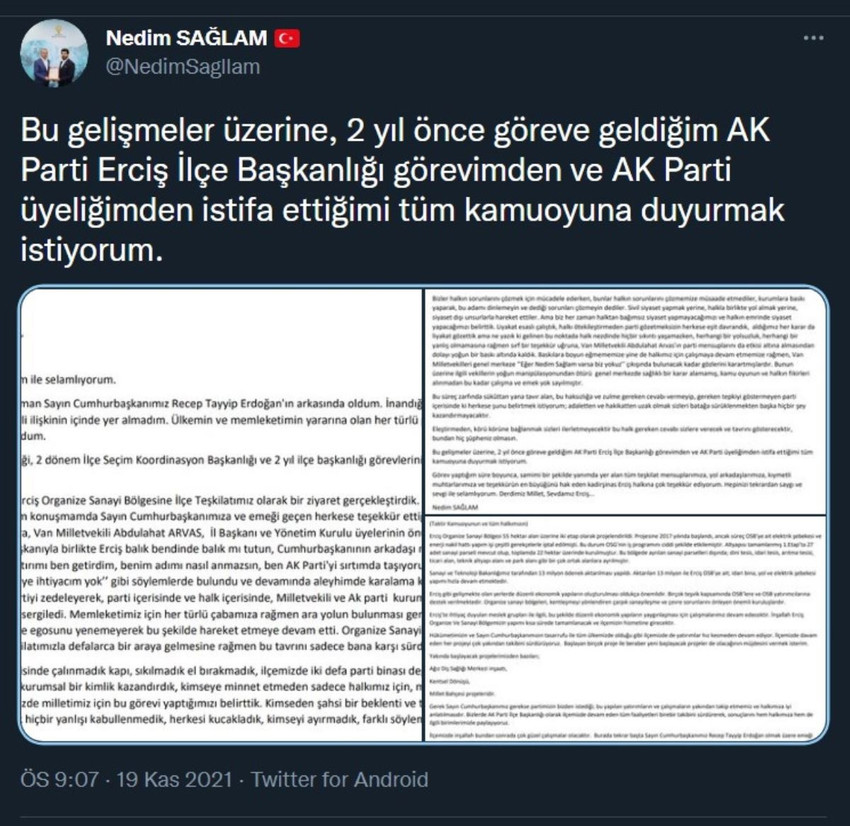 AK Parti'de ''Erdoğan'a teşekkür'' istifası - Resim : 4