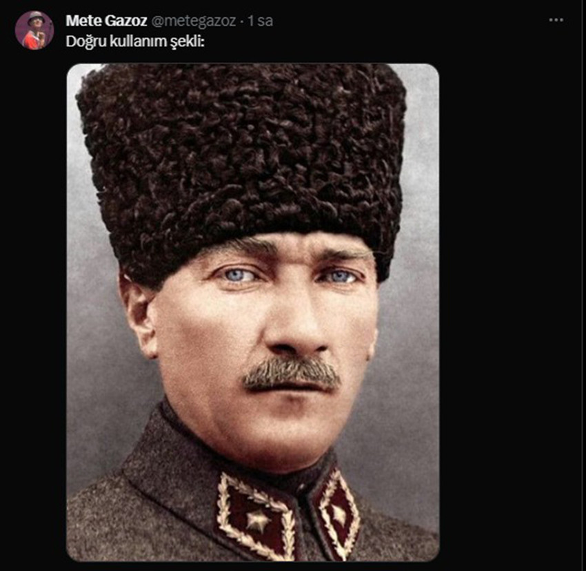 AK Parti iktidarına yakınlığıyla bilinen TVNET, Cumhuriyet afişinde Mete Gazoz'a yer verirken Gazoz Mustafa Kemal Atatürk'ün fotoğrafının kullanılmamasına tepki göstererek, Atatürk fotoğrafı ile kanala yanıt verdi.
