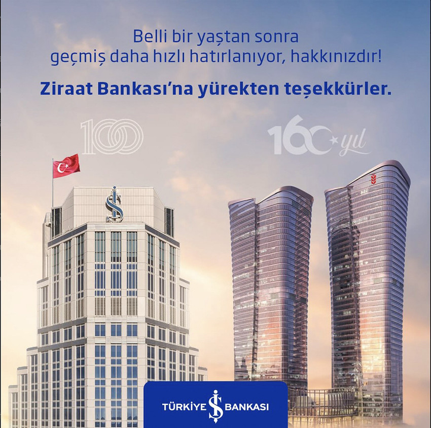 Ziraat Bankası, Türkiye İş Bankası'nın 100. yaşını kutladıktan sonra, Türkiye İş Bankası'ndan sürpriz bir karşılık aldı.