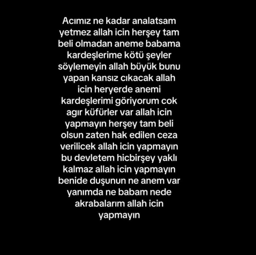 Diyarbakır'daki Narin cinayetinde, Narin'in ağabeyinin sosyal medya hesabından ailesi için "Allah için yapmayın" yazdığı ortaya çıktı.