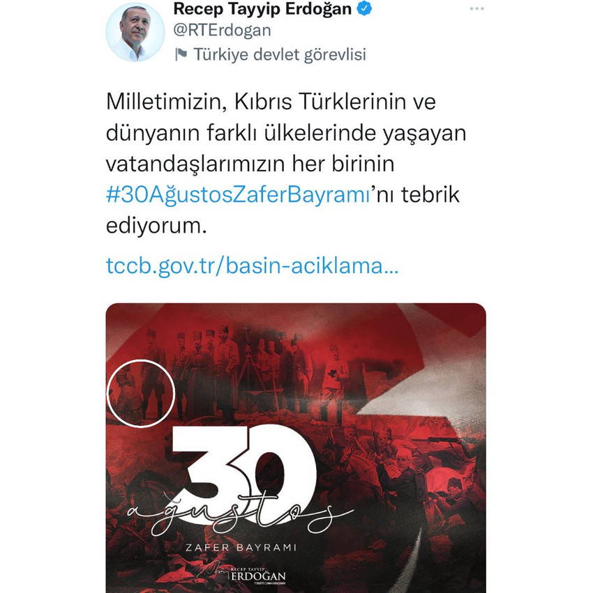 Erdoğan'ın 30 Ağustos paylaşımındaki ''Atatürk'' ayrıntısı tepki çekti - Resim : 1