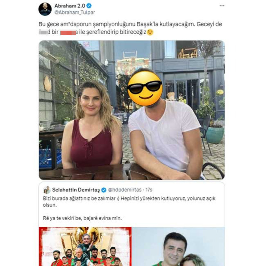 Edirne F Tipi Kapalı Cezaevi’nde bulunan eski HDP Eş Genel Başkanı Selahattin Demirtaş’ın eşi Başak Demirtaş hakkında sosyal medyadaki çirkin paylaşımlara bir yenisi daha eklendi. Mide bulandıran paylaşımın arkasında ise daha önce de Demirtaş'a benzer iğrençlikle yaklaşan aynı sosyal medya hesabı var.