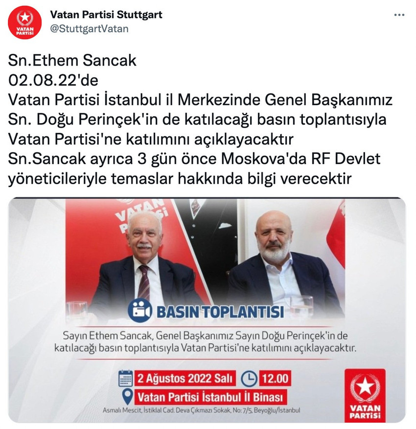 AK Parti'den istifa eden Ethem Sancak'ın yeni partisi belli oldu - Resim : 1