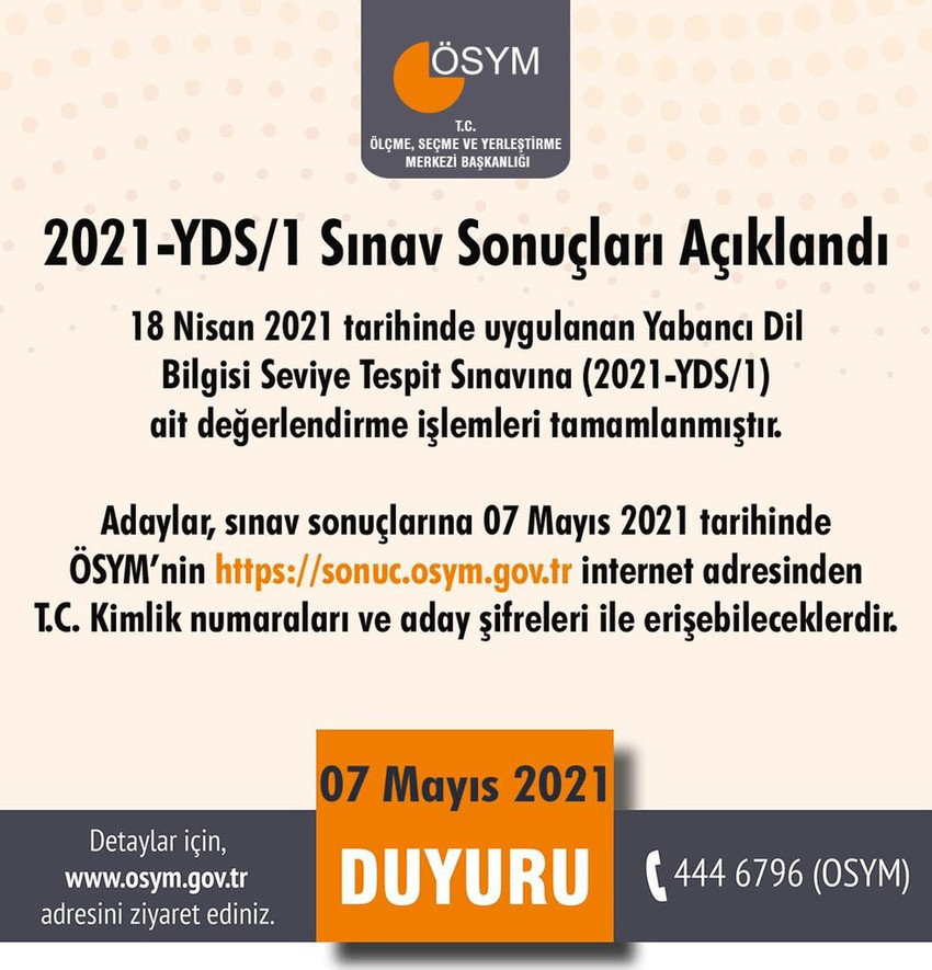 2021-YDS/1 sonuçları açıklandı! - Resim : 1