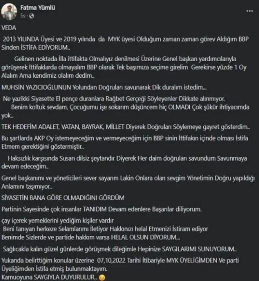 Cumhur İttifakı'nda deprem! ''AK Parti'ye oy istemem'' deyip istifa etti - Resim : 2