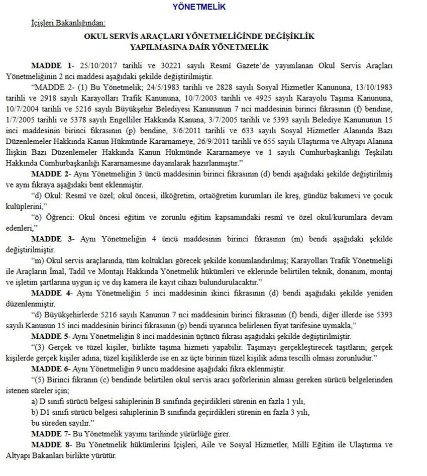 Resmi Gazete’de yayımlanan düzenlemeye göre Türkiye’de ilk kez tescil edilecek araçlarda takip ve kamera sistemi zorunlu oluyor. Eski araçlar için de 2026’dan başlayıp 2028’e kadar sürecek bir geçiş planı belirlendi.