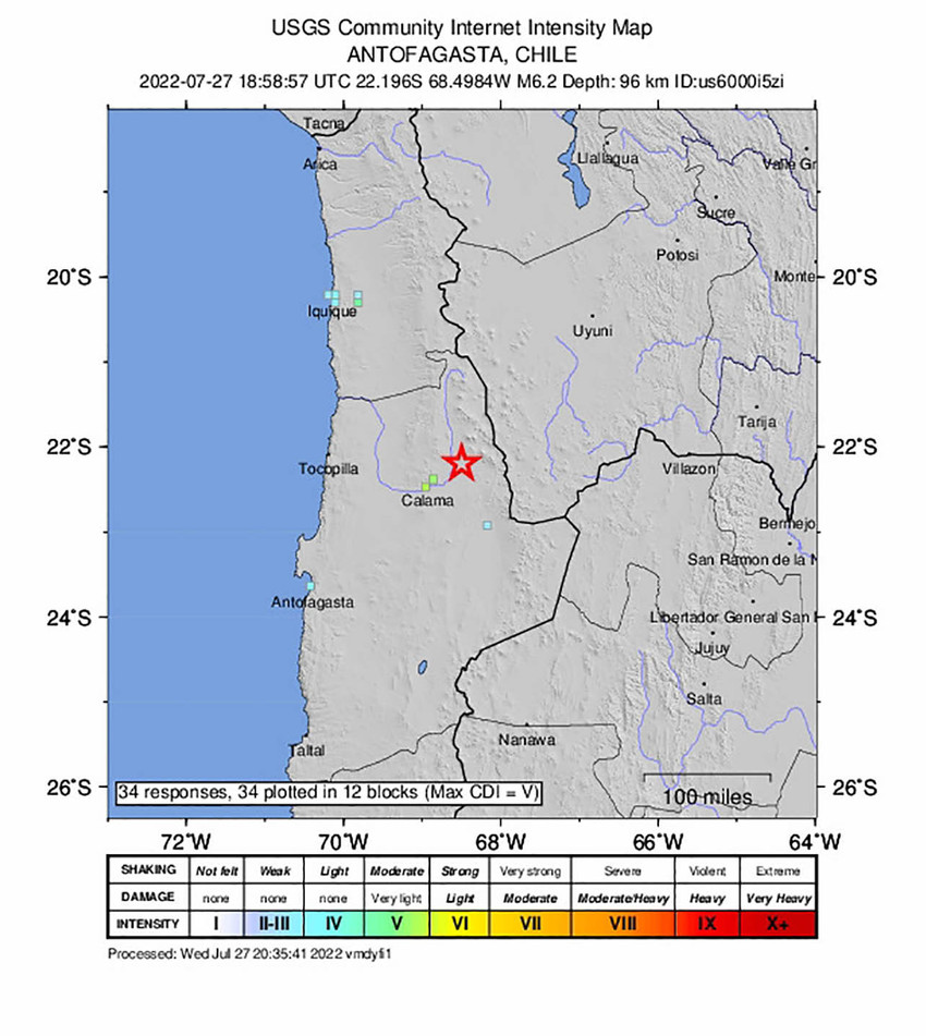 Şili'de 6.2 büyüklüğünde deprem - Resim : 1