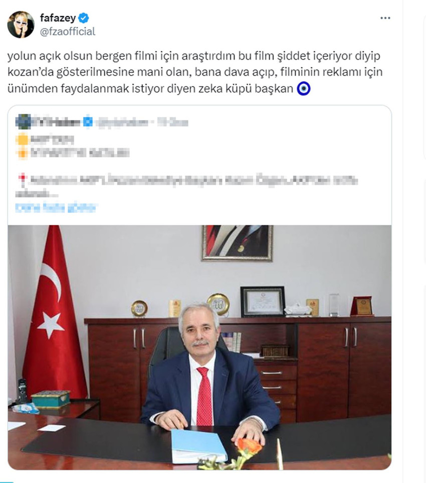 Adana'nın Kozan ilçesinde Bergen filminin gösterimini ''şiddet içerdiği'' gerekçesiyle yasaklayan Belediye Başkanı Kazım Özgan, İYİ Parti'nin adayı olarak girdiği yerel seçimleri kaybetti.