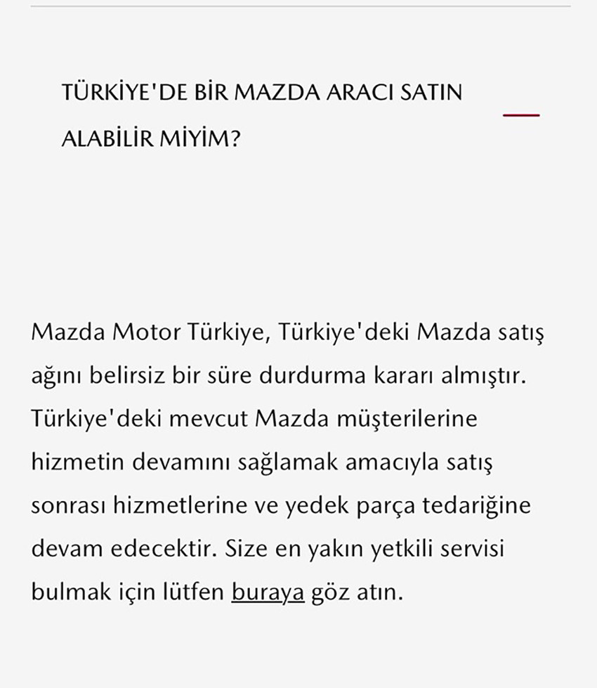 Otomotiv devi Mazda, Türkiye'de satışlarını durdurdu - Resim : 1