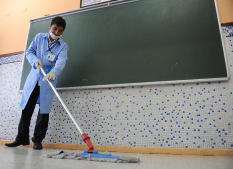 Okullarda domuz gribi temizliği