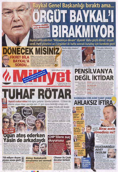 Gazetelerin Baykal manşetleri