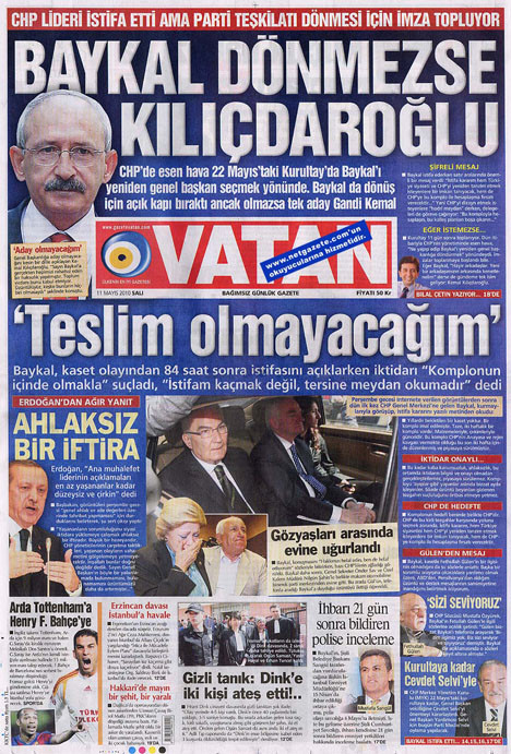 Gazetelerin Baykal manşetleri