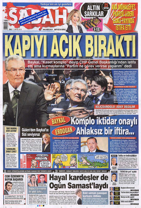 Gazetelerin Baykal manşetleri