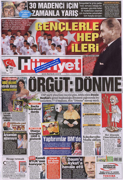 19 Mayısı üç gazete unuttu