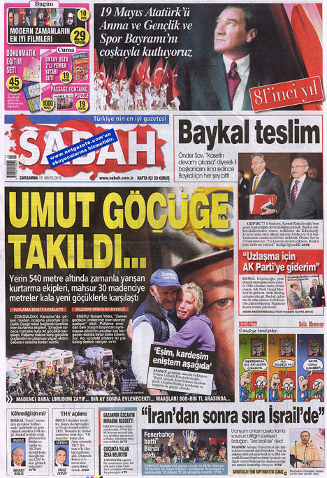 19 Mayısı üç gazete unuttu