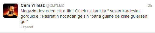 Cem Yılmazdan Gezi Parkı tweeti