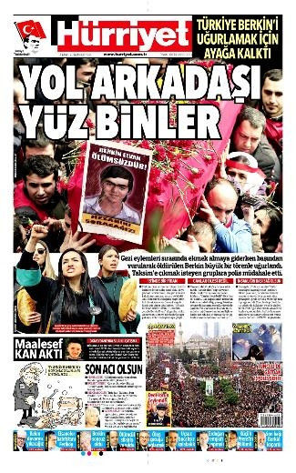Berkin Elvan'ın cenazesini gazeteler nasıl gördü