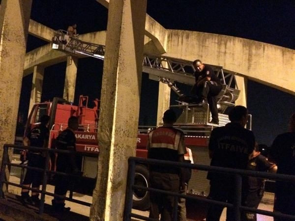 Köprü üzerinde yarı çıplak eylem