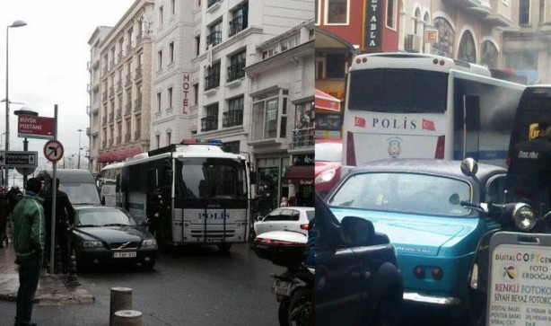Gaz bombası polis otobüsünün içinde patladı
