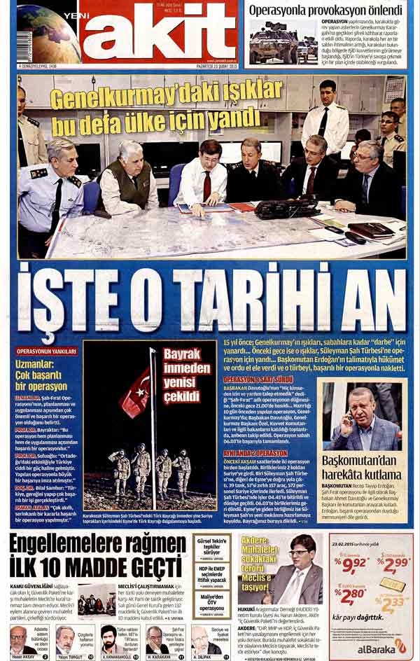 Şah Fırat operasyonunu gazeteler böyle gördü