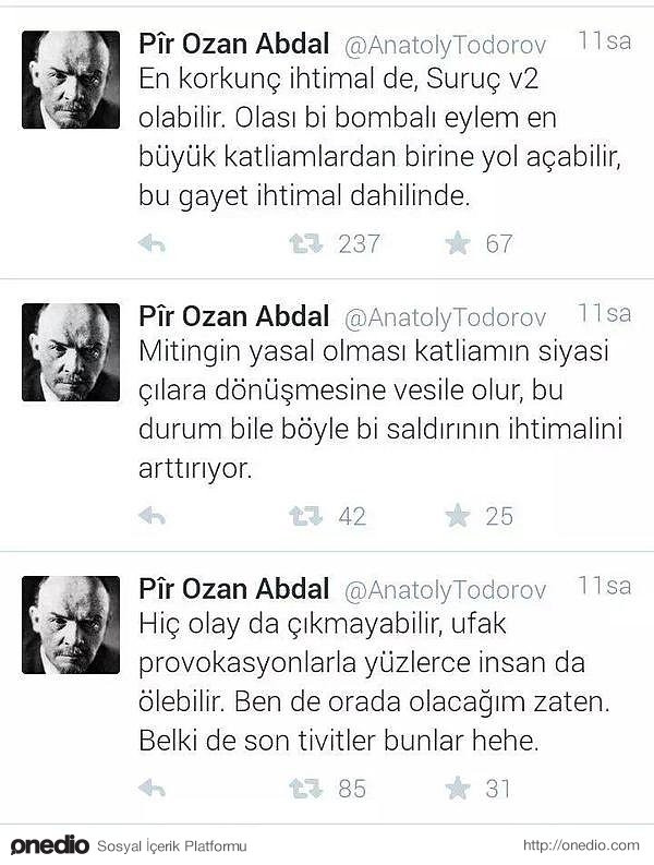 Ankara'daki patlamayı bir gün önceden tahmin etti