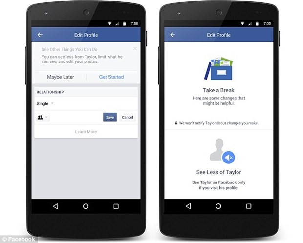 Facebook'ta " sevgiliden ayrıl' özelliği " gelecek