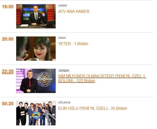 31 Aralık Yılbaşı gecesi kanalların yayın akışı şöyle