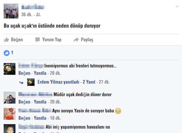 Uşak'ta inmeyen uçak herkesi şaşırttı