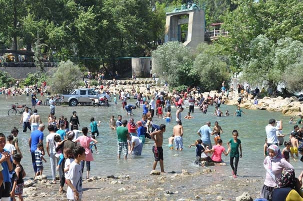 Sıcaktan bunalan baraja koştu