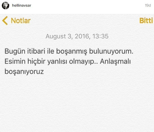 Helin Avşar boşandı