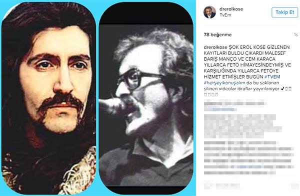 Erol Köse: Barış Manço ile Cem Karaca da FETÖ'cüydü