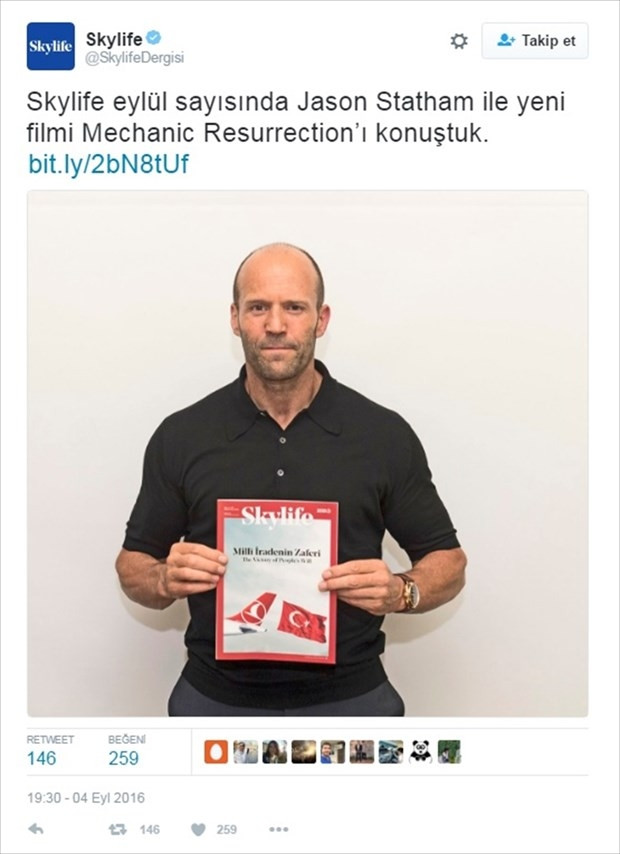 Jason Statham'dan "Milli İrade" fotoğrafı