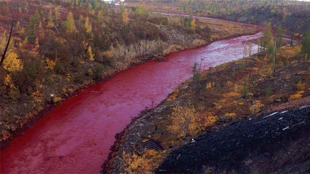Kutup nehri kırmızıya döndü !
